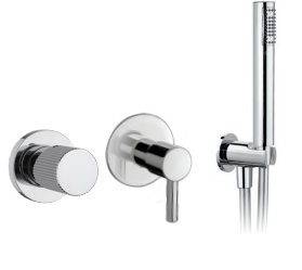 Rubinetto a incasso doccia con deviatore 2 uscite + presa acqua con doccetta – scarico click-clack