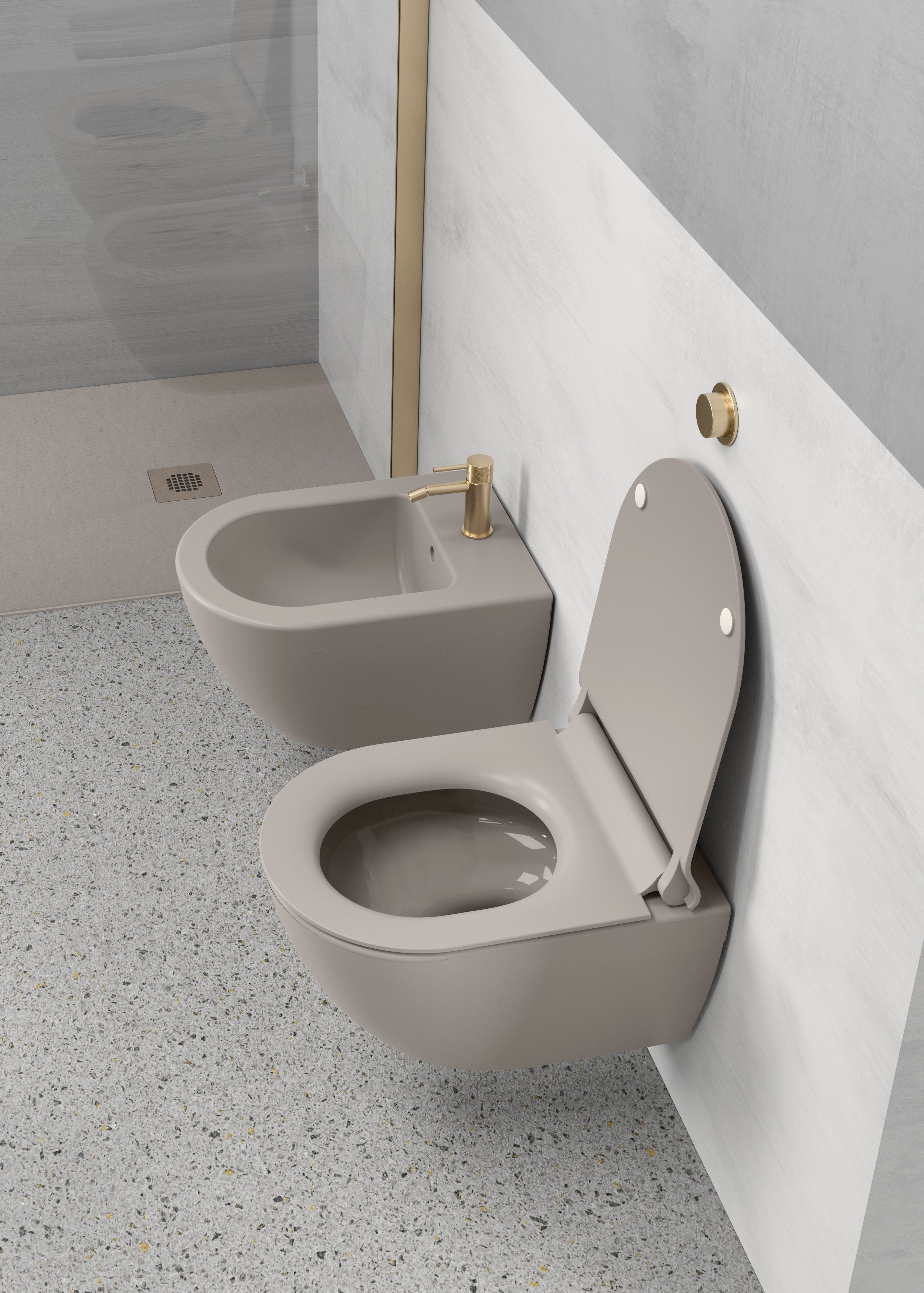 WC installazione a sospensione CM:50x36 con sistema di scarico Swirflush. 