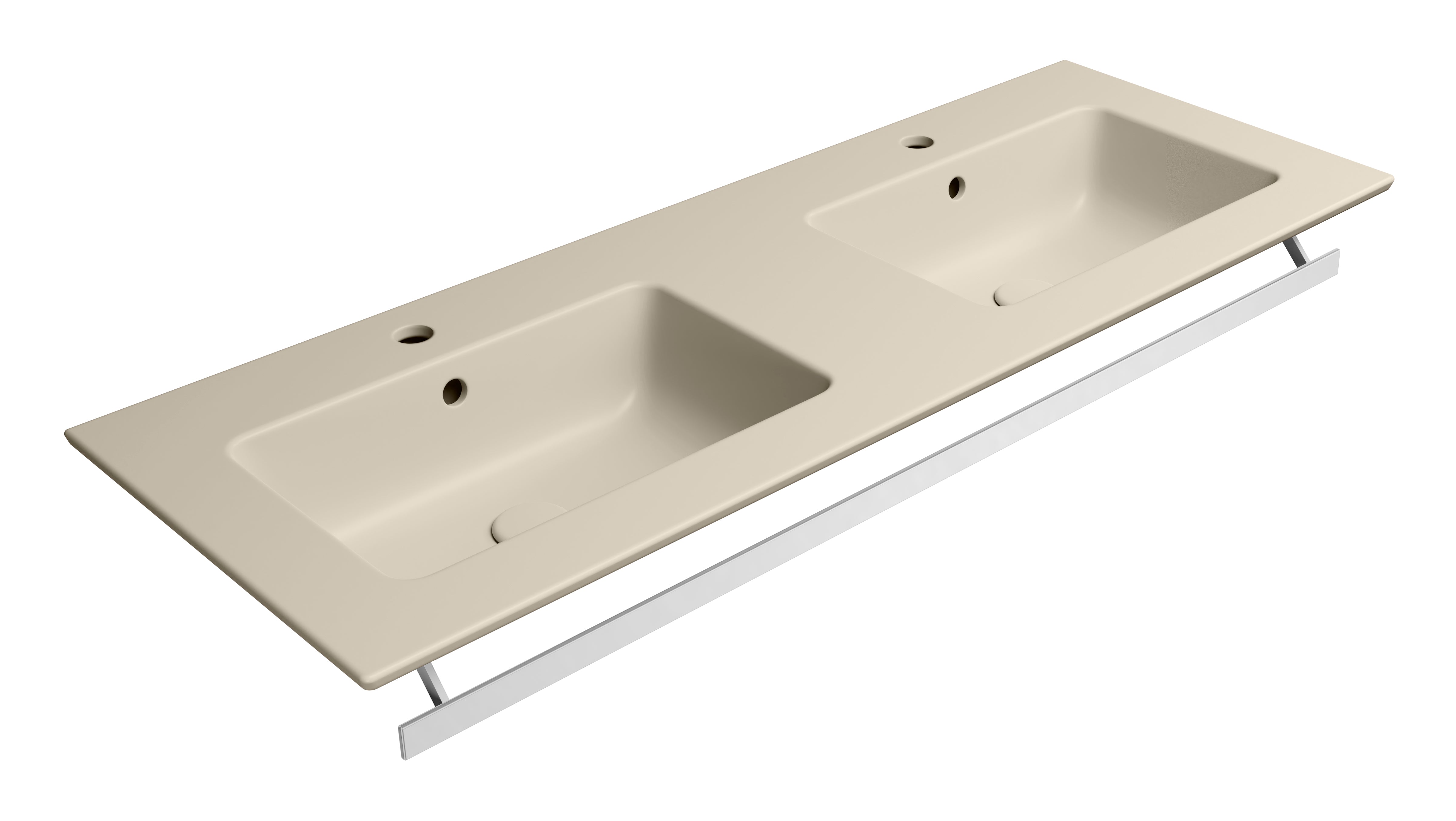 Lavabo doppio bacino con foro troppopieno – 122×46 cm