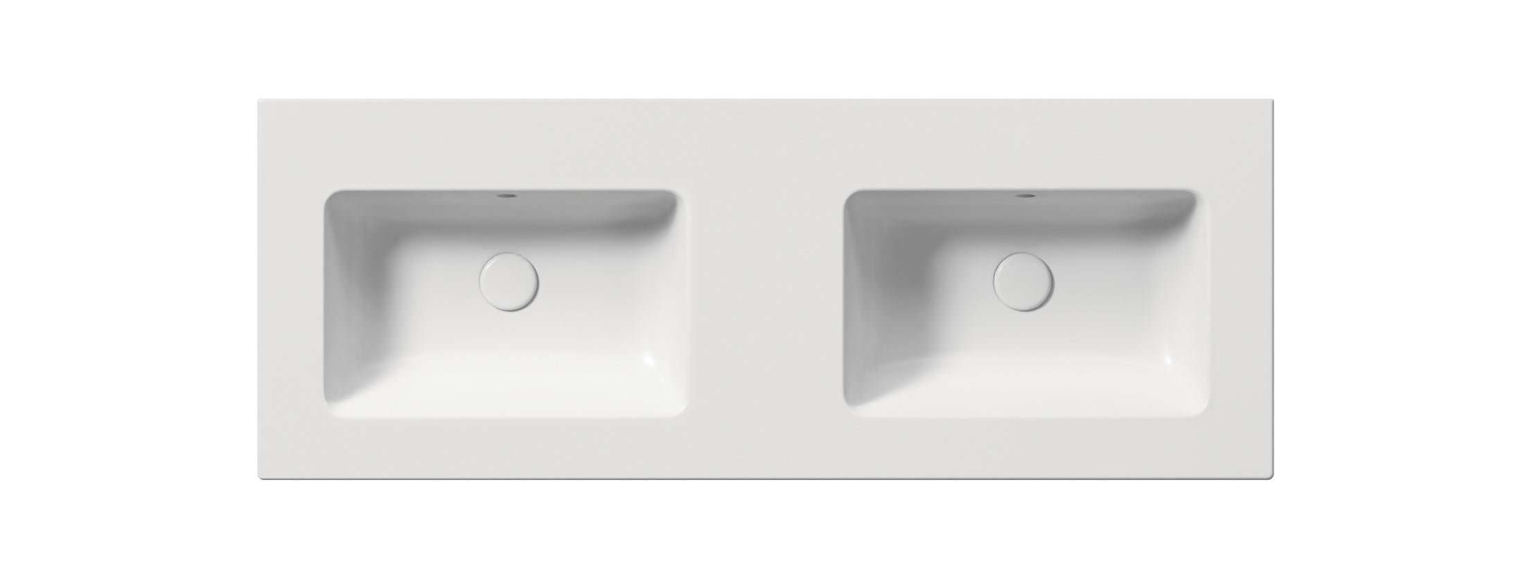 Lavabo doppio bacino con foro troppopieno – 122×46 cm