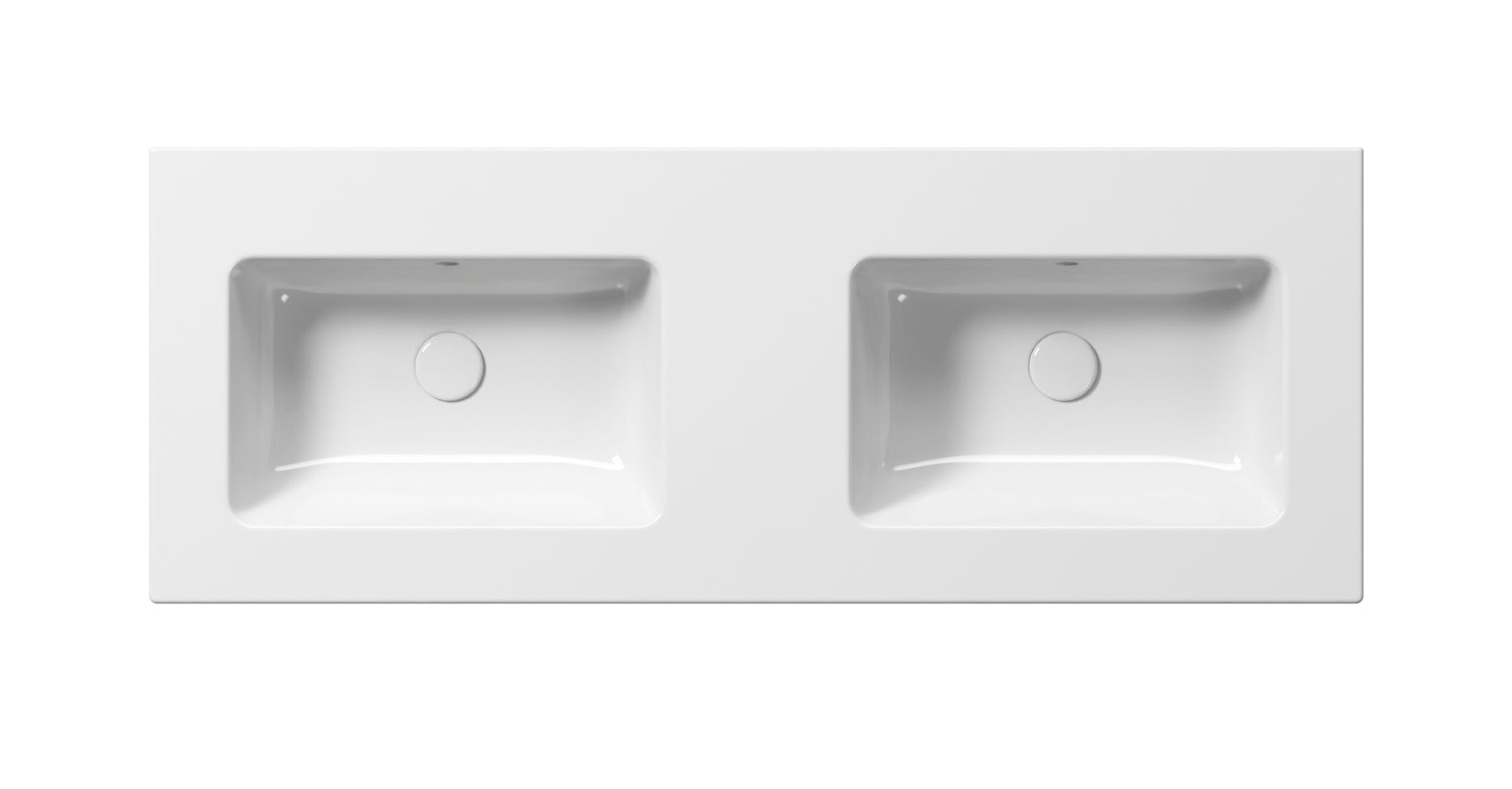 Lavabo doppio bacino con foro troppopieno – 122×46 cm
