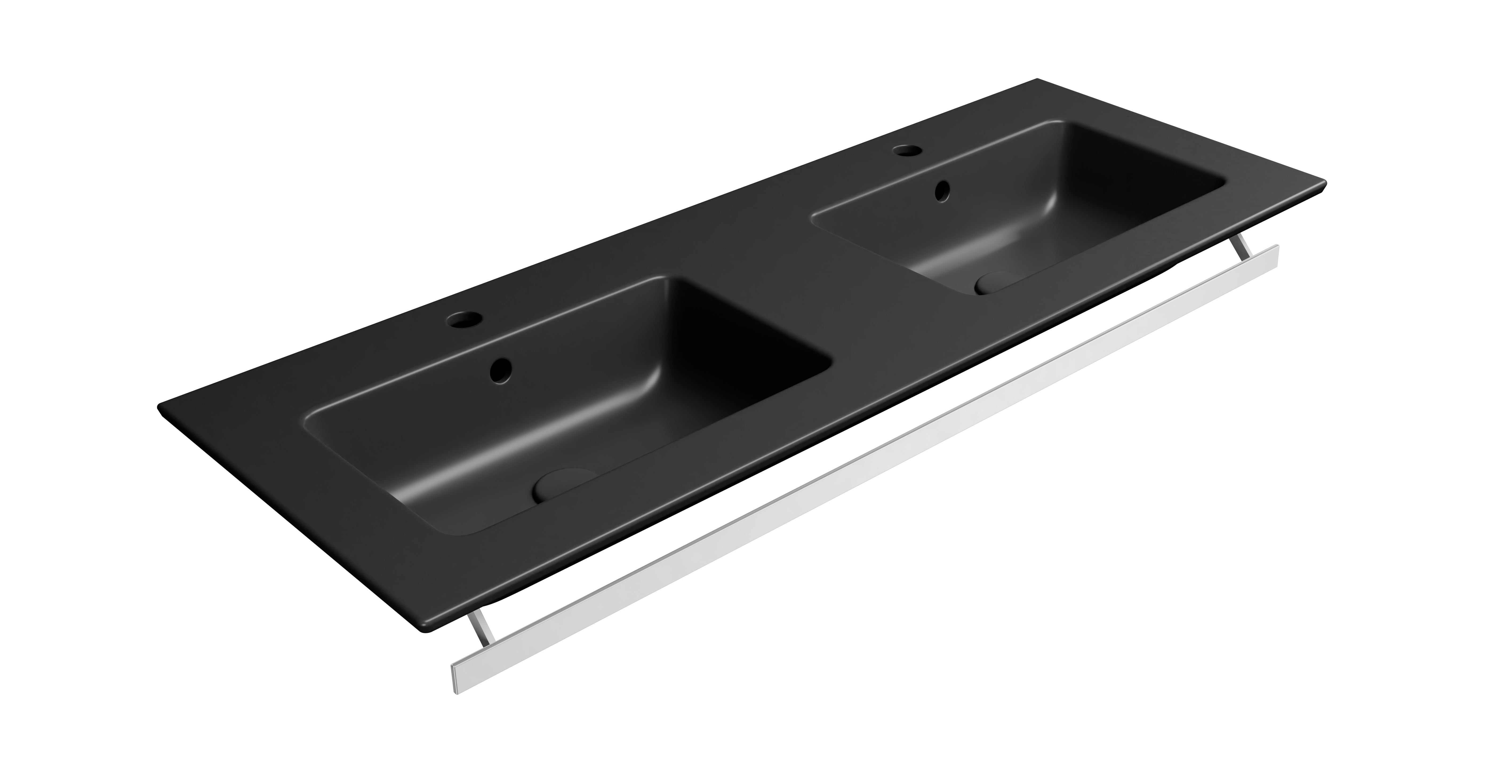 Lavabo doppio bacino con foro troppopieno – 122×46 cm