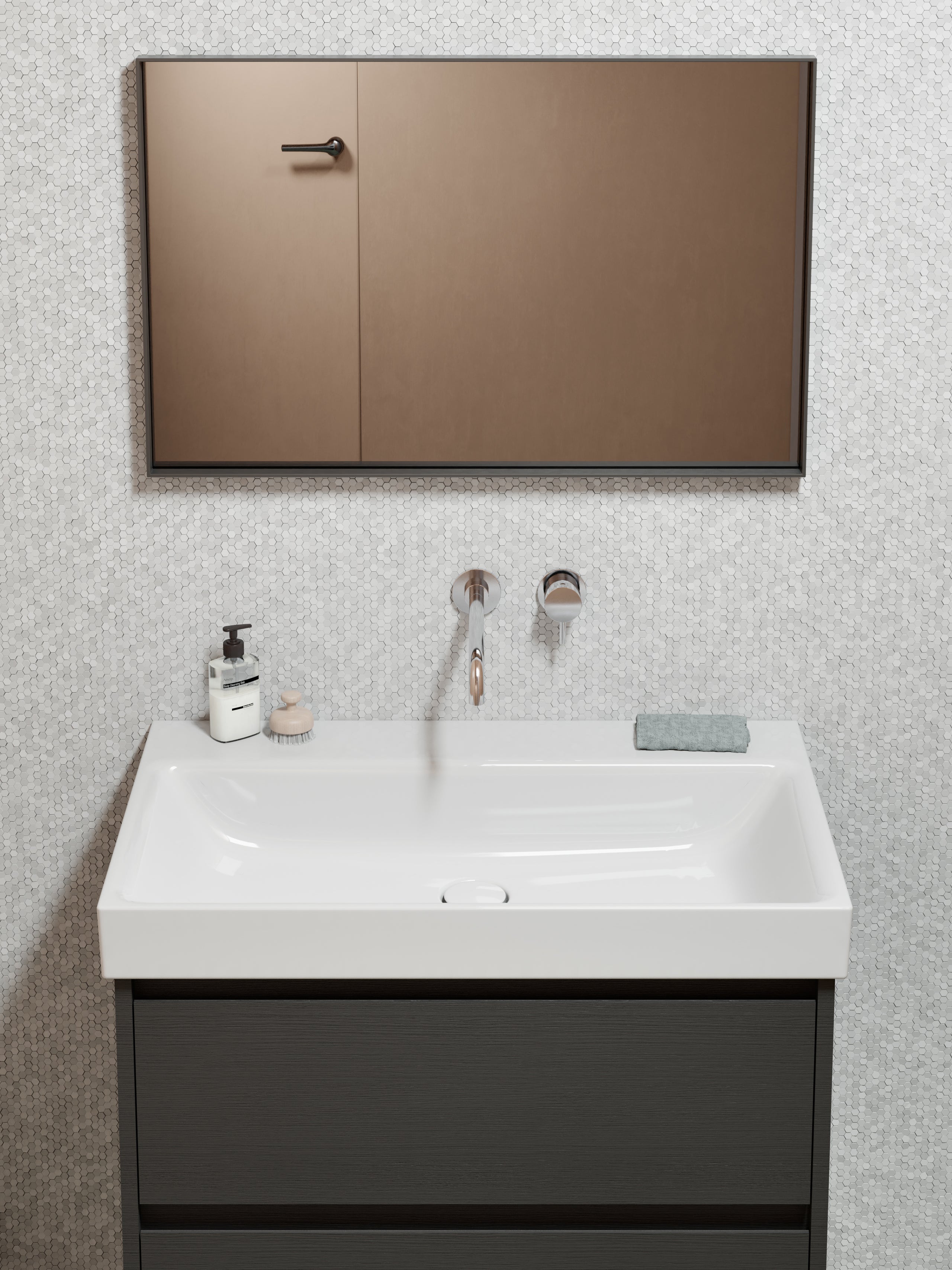 Lavabo con foro troppopieno monoforo - 80x50cm