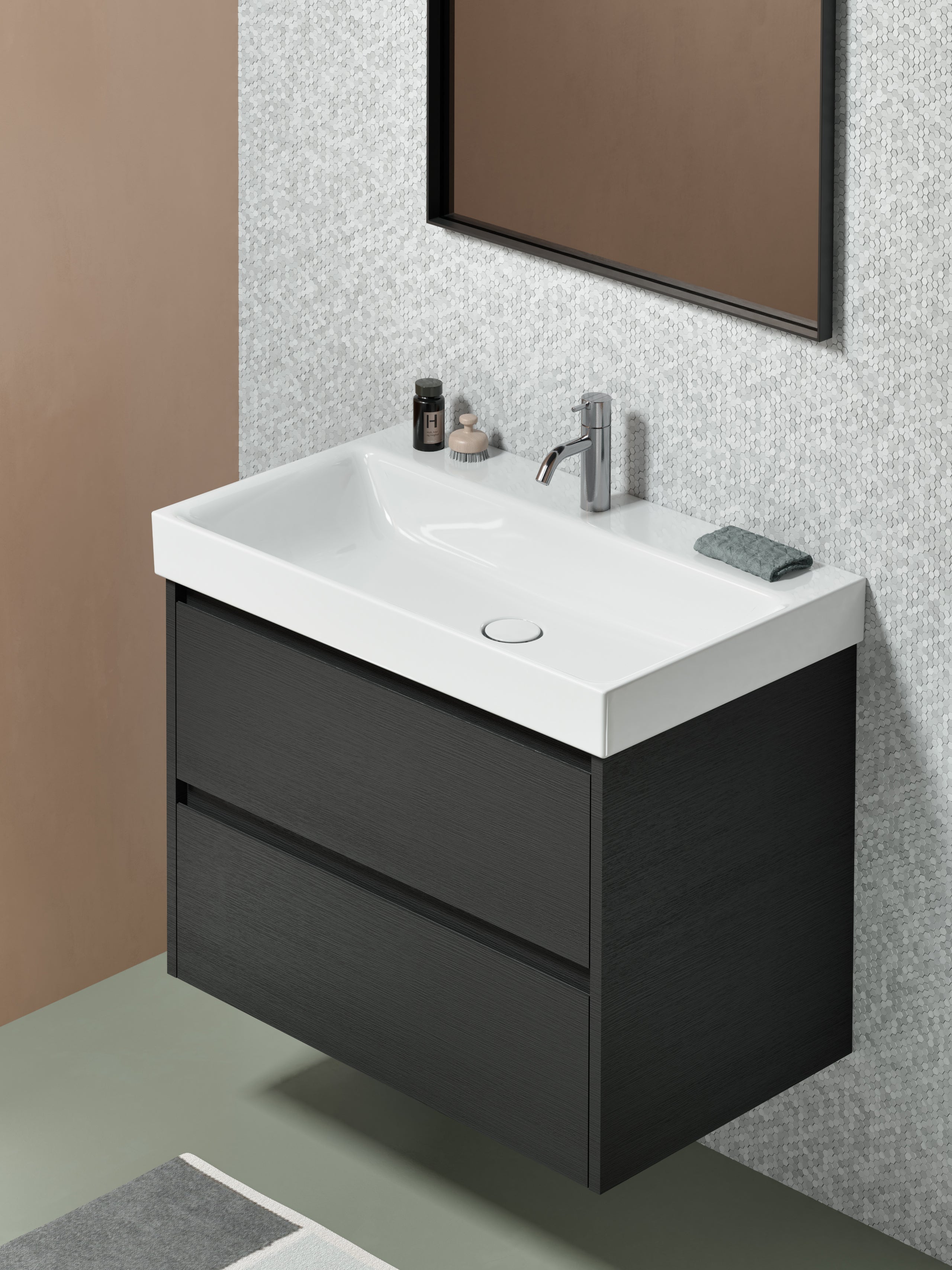 Lavabo con foro troppopieno monoforo - 80x50cm