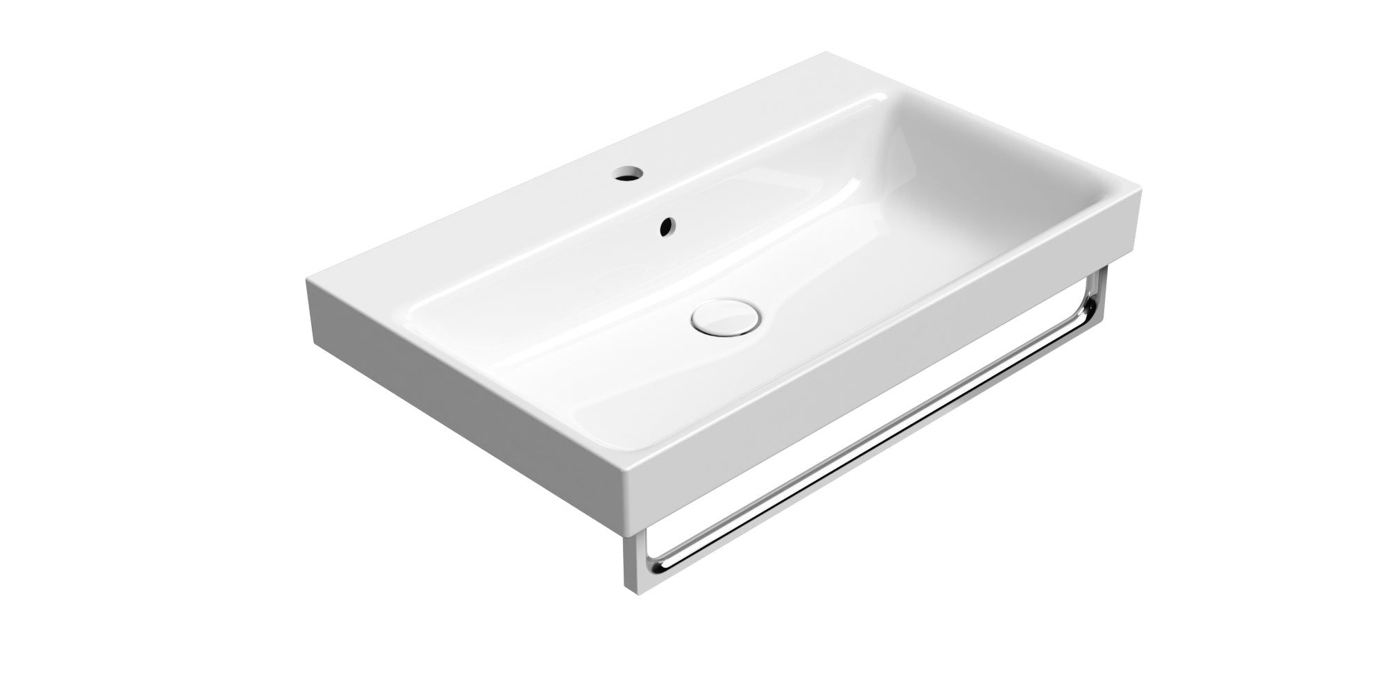 Lavabo con foro troppopieno monoforo - 80x50cm
