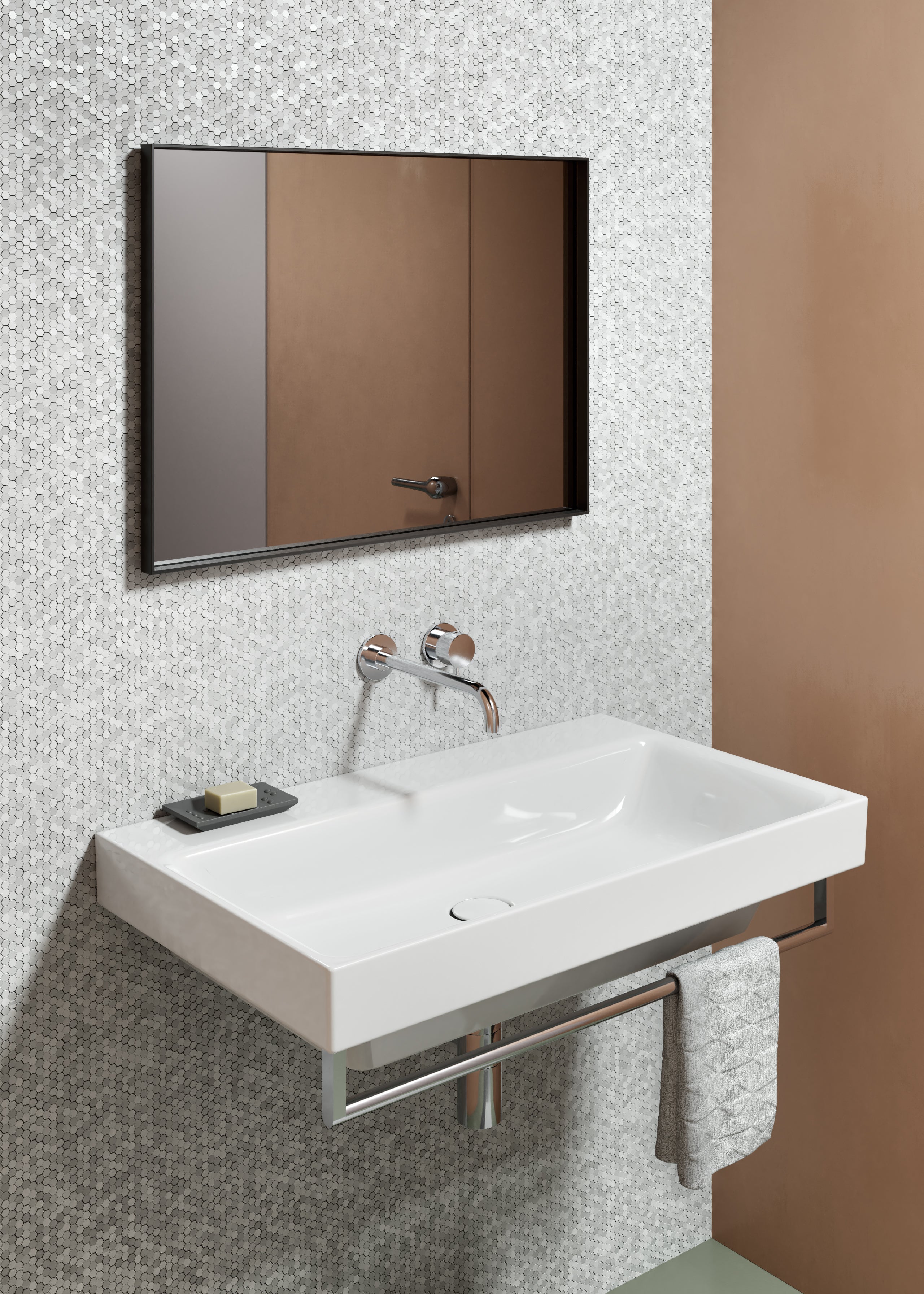 Lavabo con foro troppopieno monoforo - 100x50cm