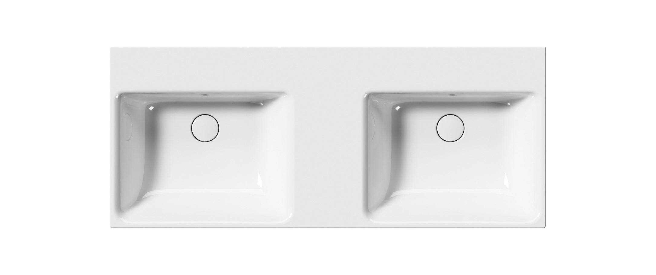 Lavabo doppio bacino con foro troppo pieno monoforo CM:120X50