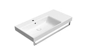 Lavabo con piano ceramico destro con foro troppopieno CM:100x50 monoforo