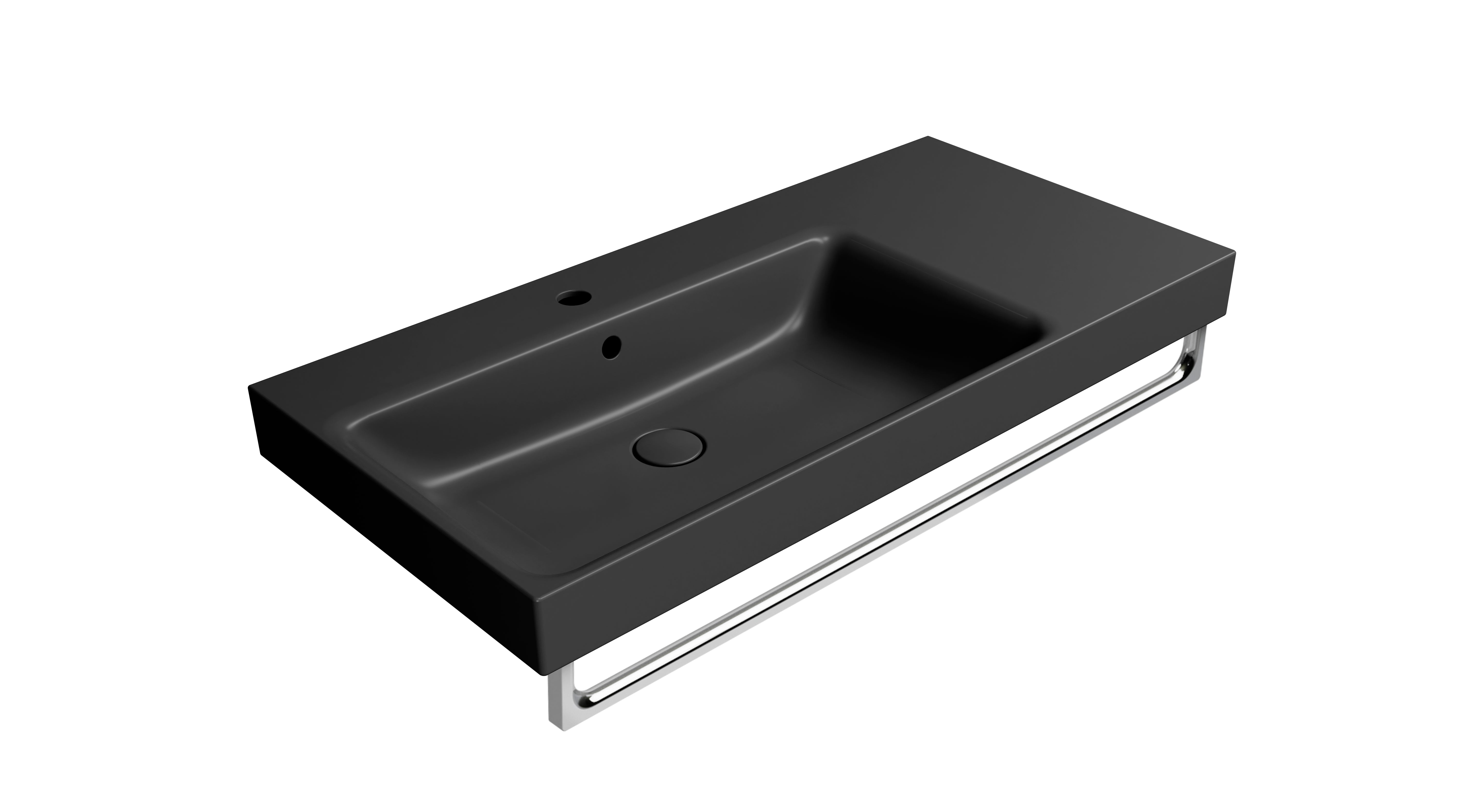 Lavabo con piano ceramico destro con foro troppopieno CM:100x50 monoforo