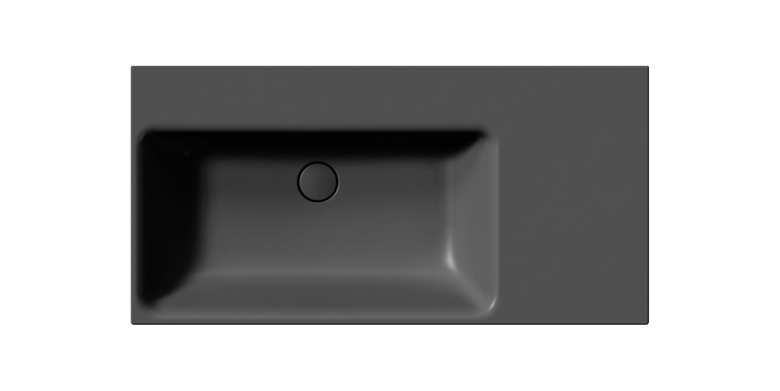 Lavabo con piano ceramico destro con foro troppopieno CM:100x50 monoforo