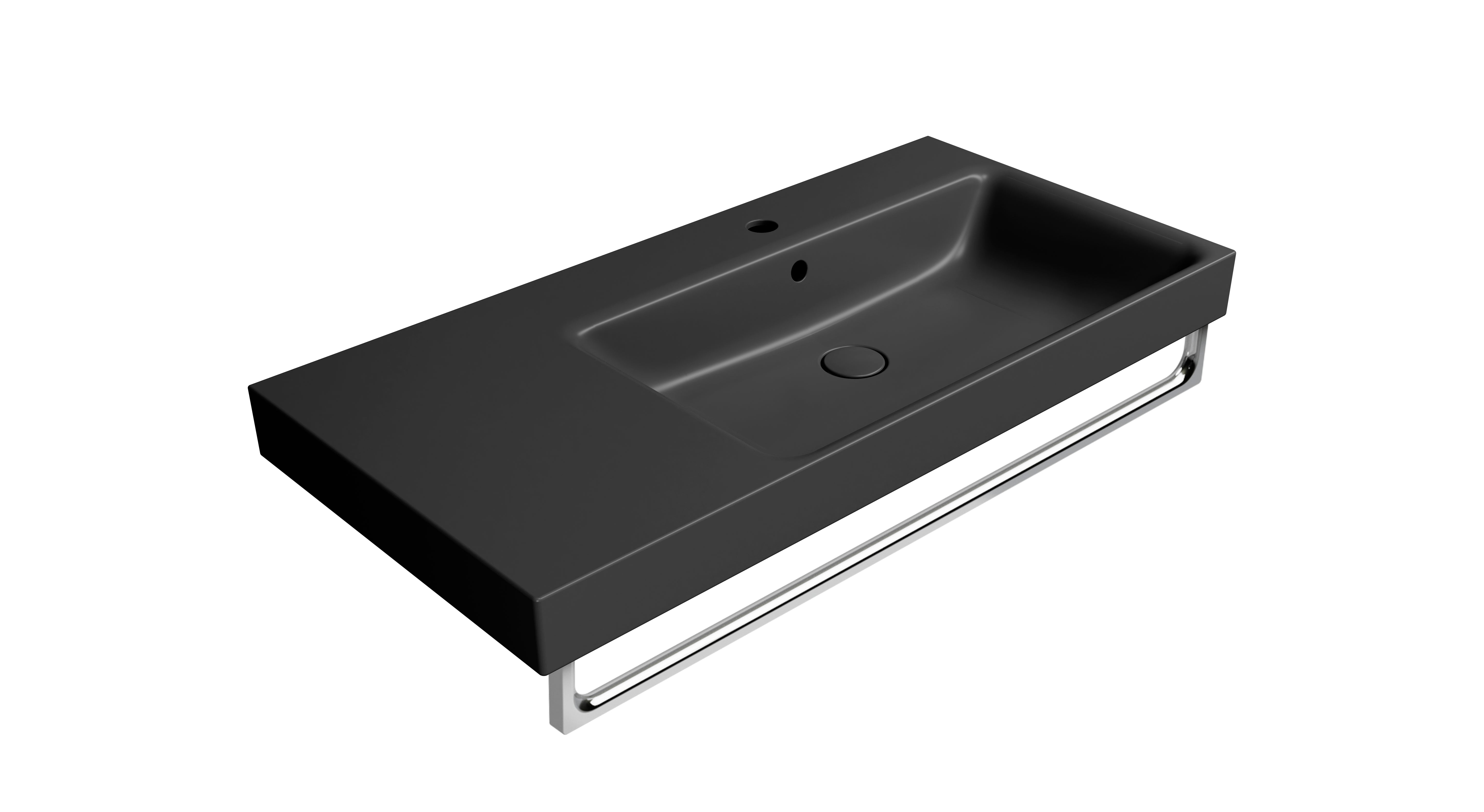 Lavabo con piano ceramico sinistro con foro troppopieno CM:100X50. Installazione a sospensione o ad incasso e su mobile - DOMUS