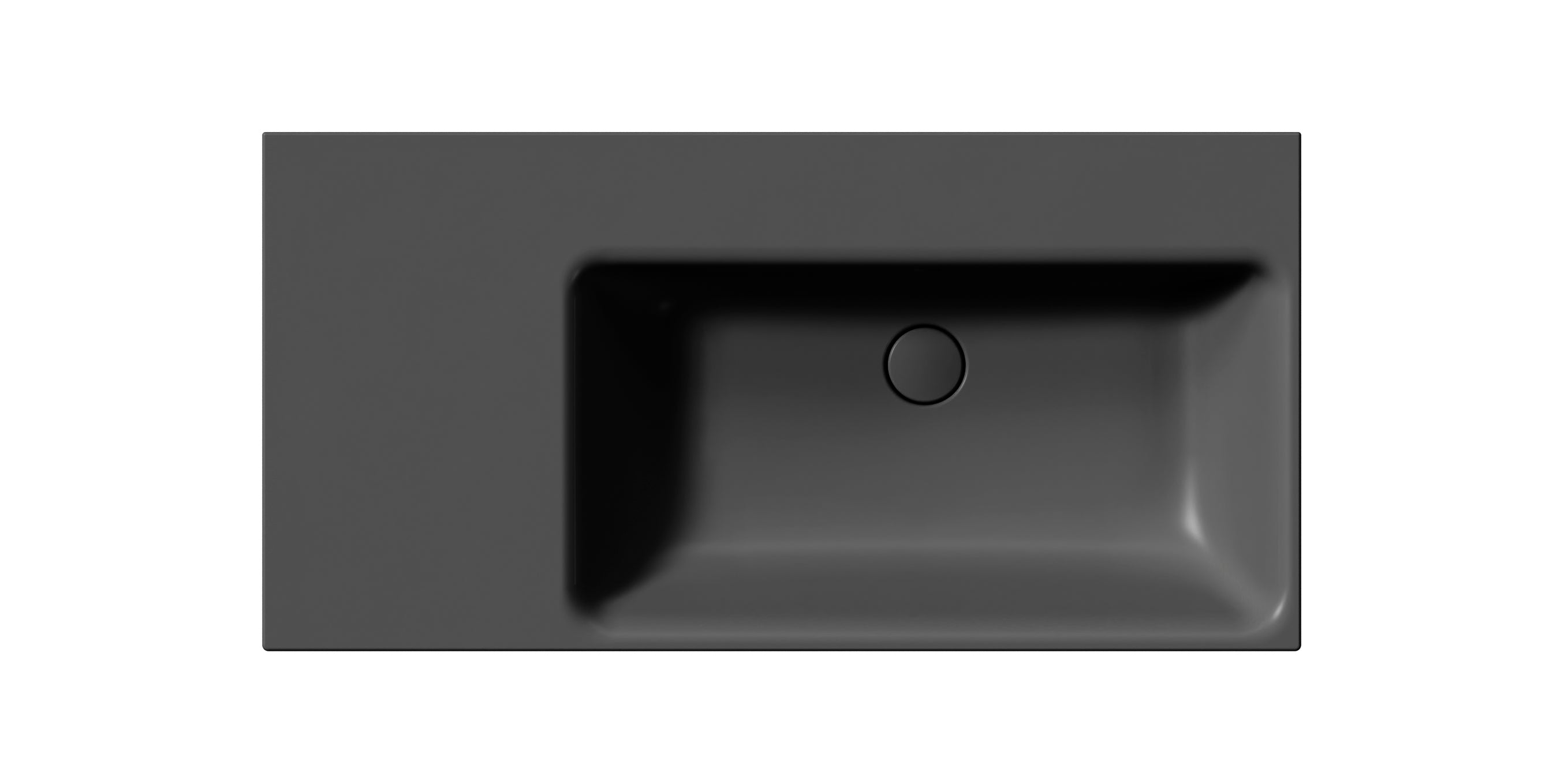 Lavabo con piano ceramico sinistro con foro troppopieno CM:100X50. Installazione a sospensione o ad incasso e su mobile - DOMUS
