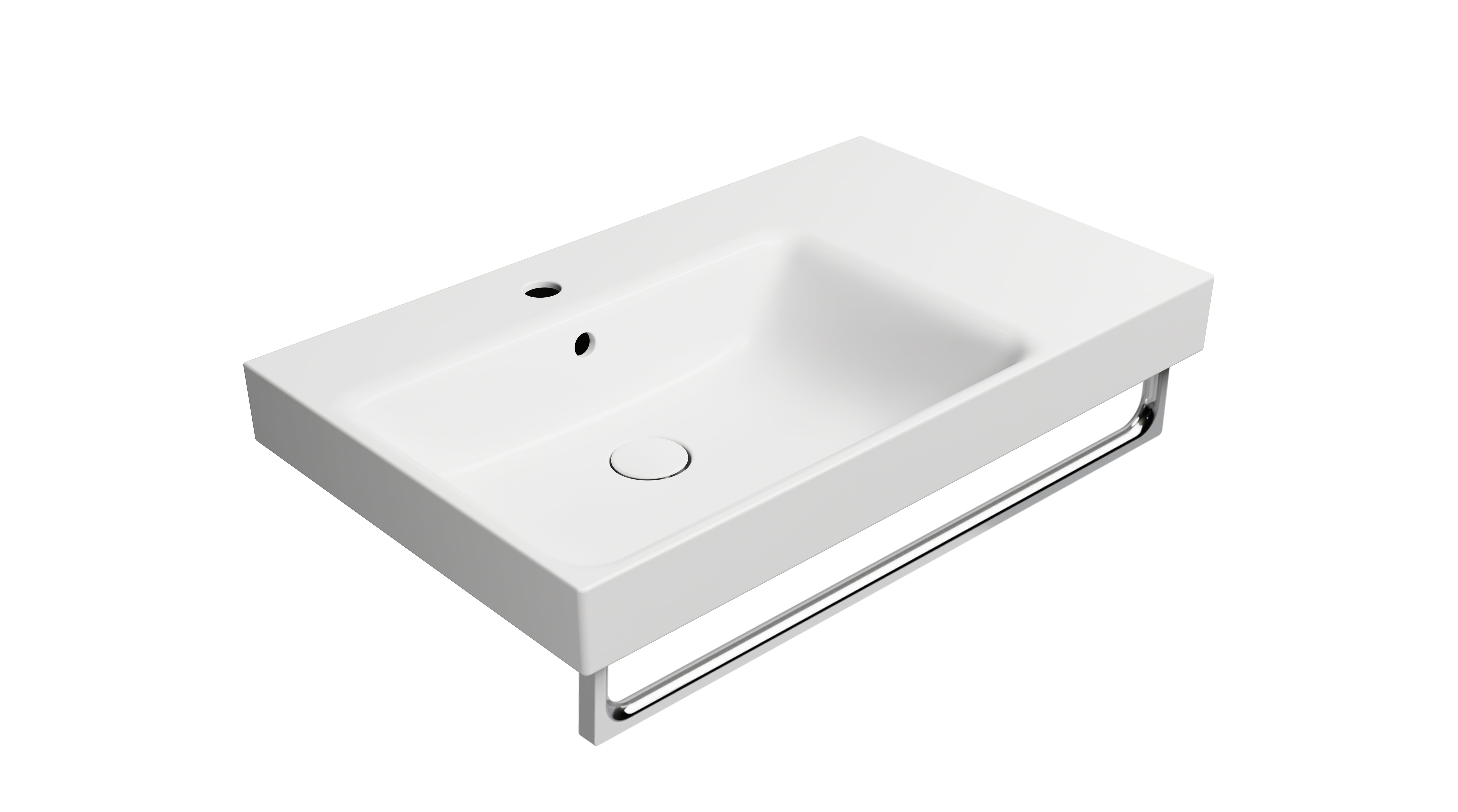 Lavabo con piano ceramico destro con foro troppopieno CM:80x50.