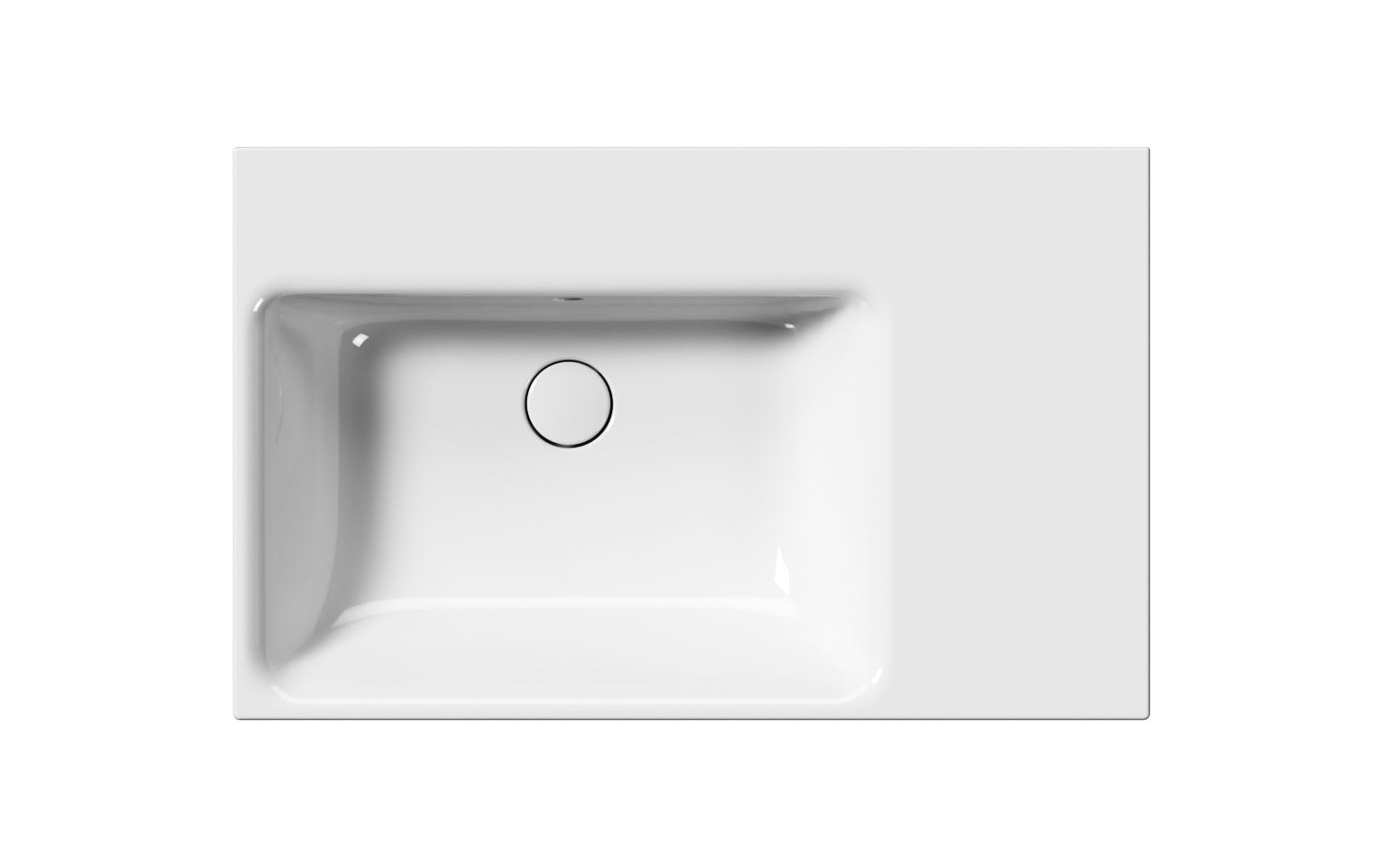 Lavabo con piano ceramico destro con foro troppopieno CM:80x50.