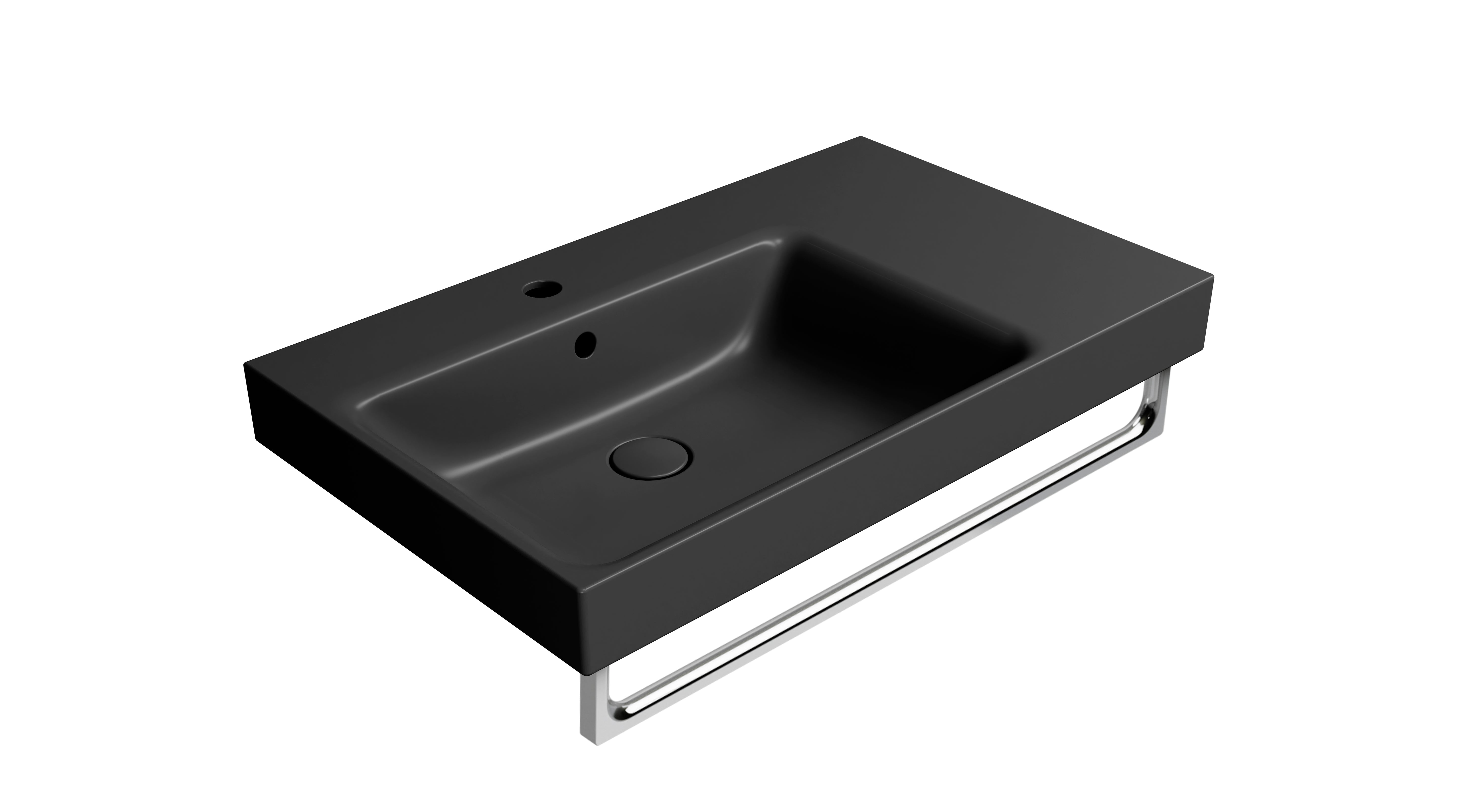 Lavabo con piano ceramico destro con foro troppopieno CM:80x50.