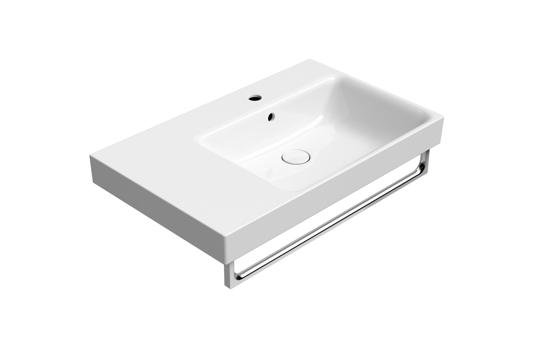 Lavabo con piano ceramico sinistro con foro troppopieno CM:80X50 - DOMUS