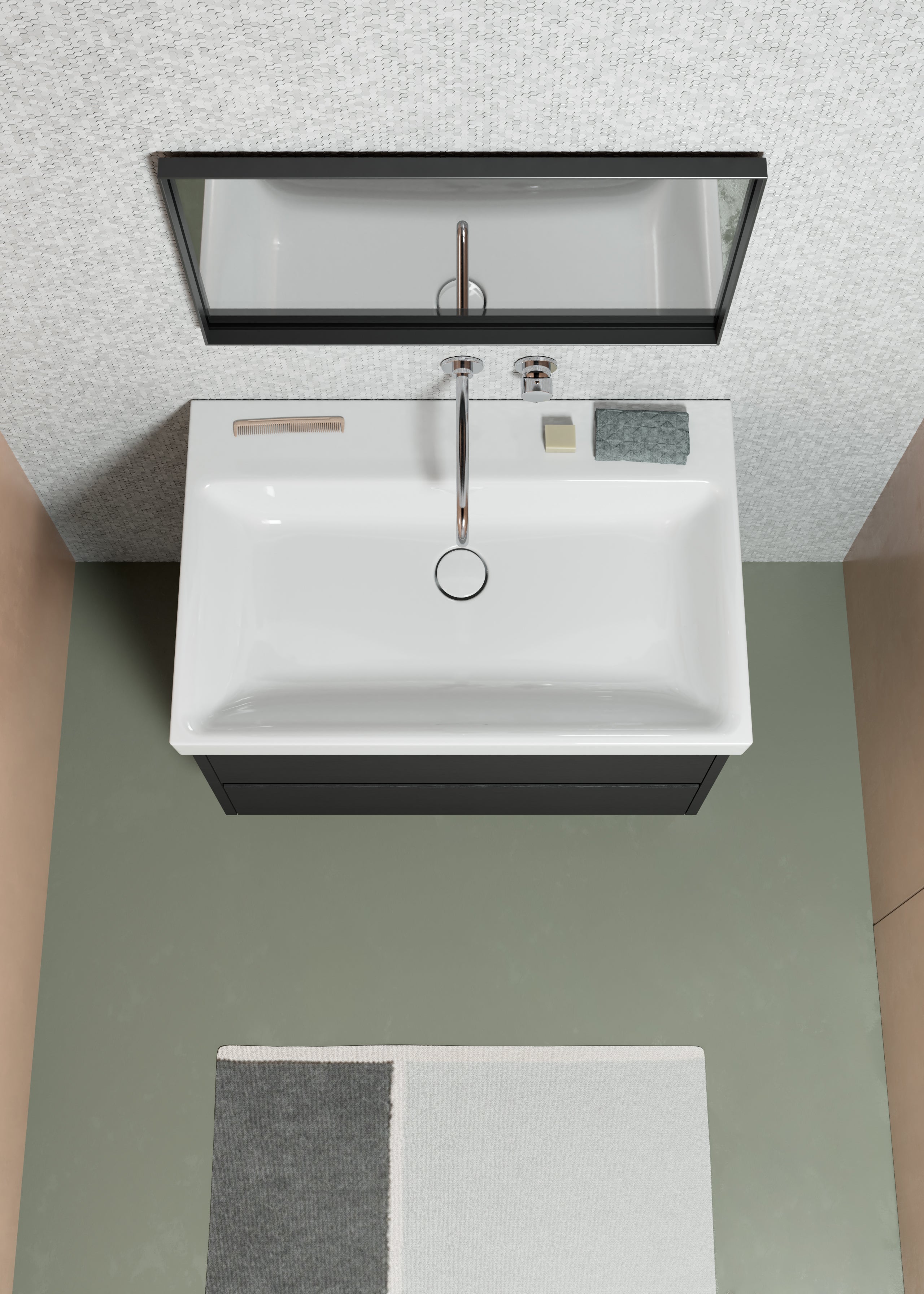 Lavabo con foro troppopieno monoforo - 60x50cm