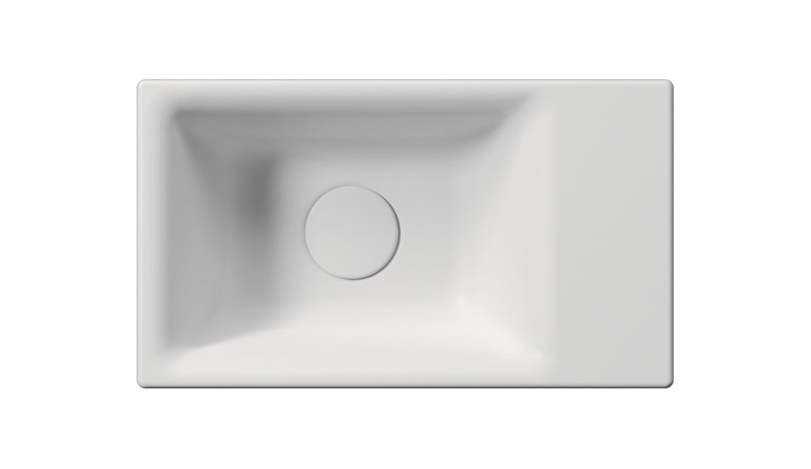 Lavabo piano ceramico destro con foro troppopieno – 80×50 cm