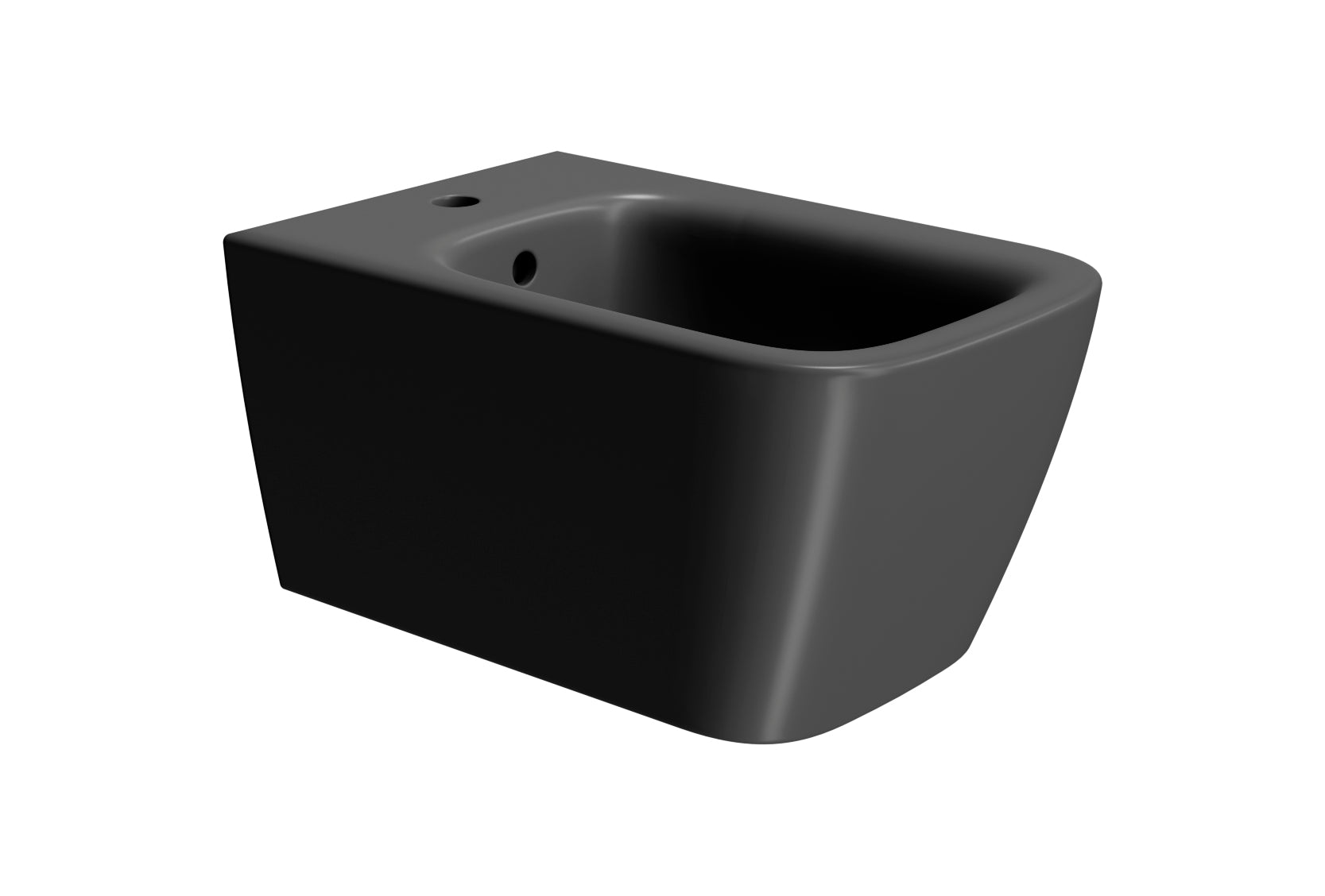 Bidet sospeso monoforo con foro troppopieno CM:55x35 e sistema di fissaggio dal basso.