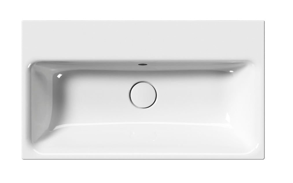 Lavabo con foro troppopieno monoforo CM:70x40. Installazione a sospensione o ad incasso.