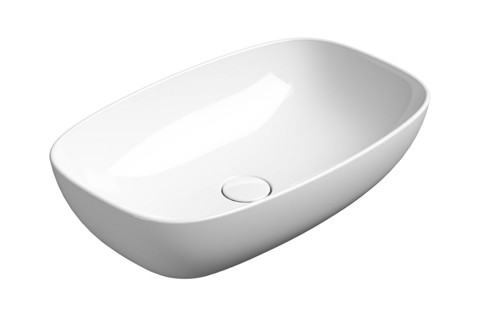 Lavabo senza foro troppopieno CM:60x38 predisposto per rubinetteria da parete o su piano.