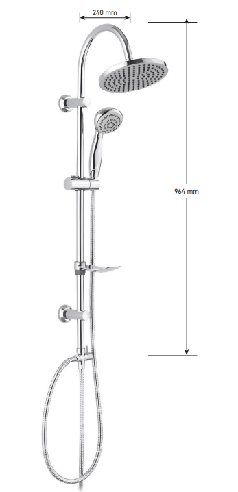 Colonna Doccia in Acciaio Cromato Ø 22 mm