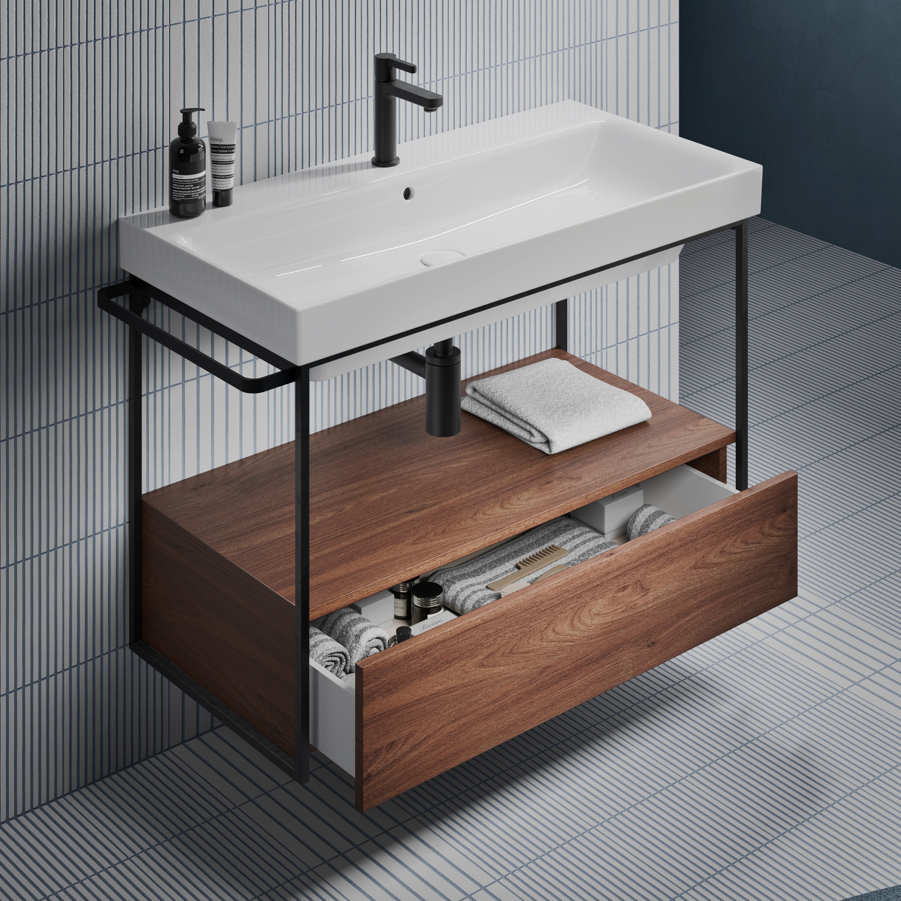 Mobile da bagno con cassetto – cm 76×48