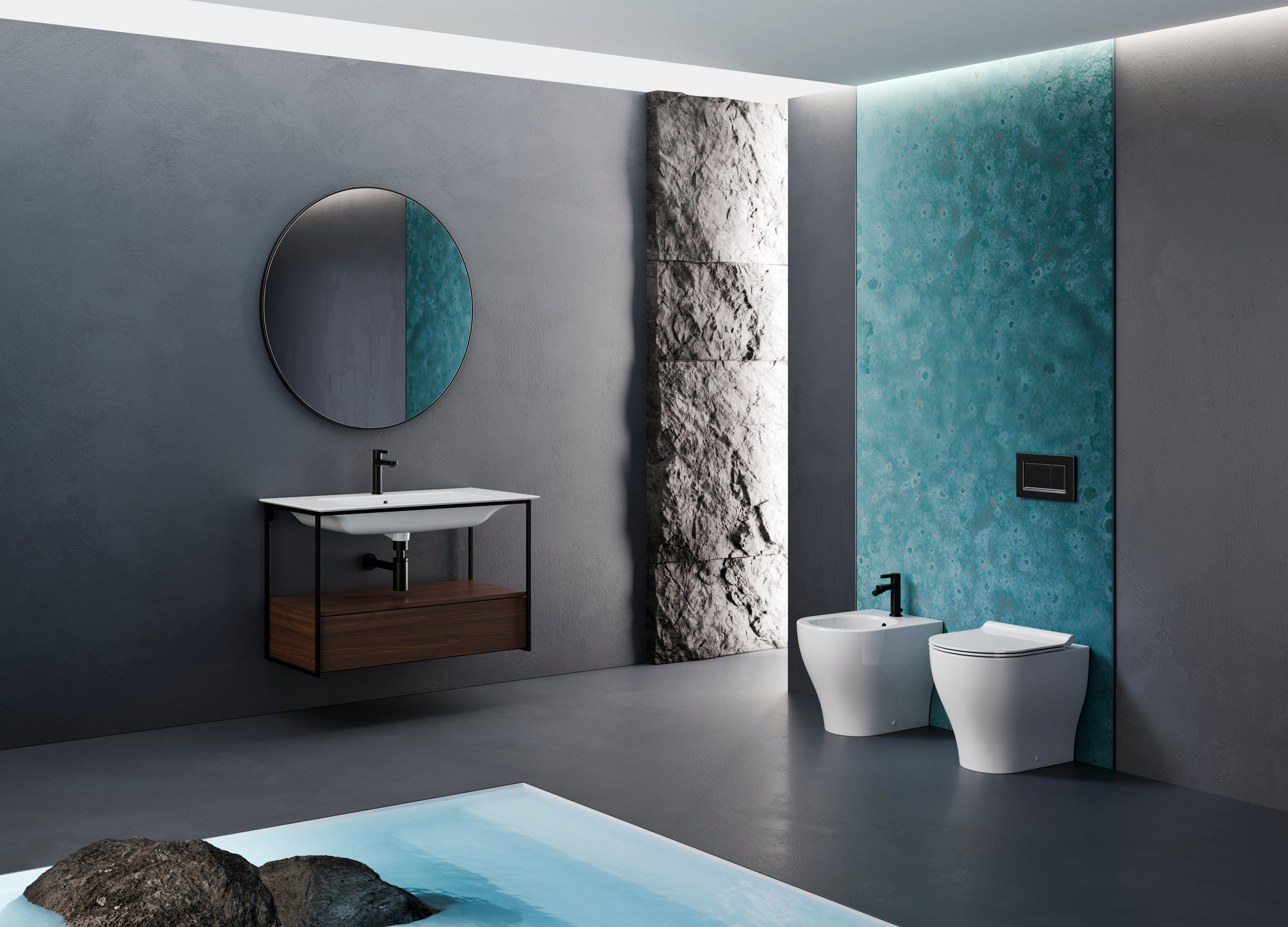 Lavabo con foro troppopieno – 102×46 cm