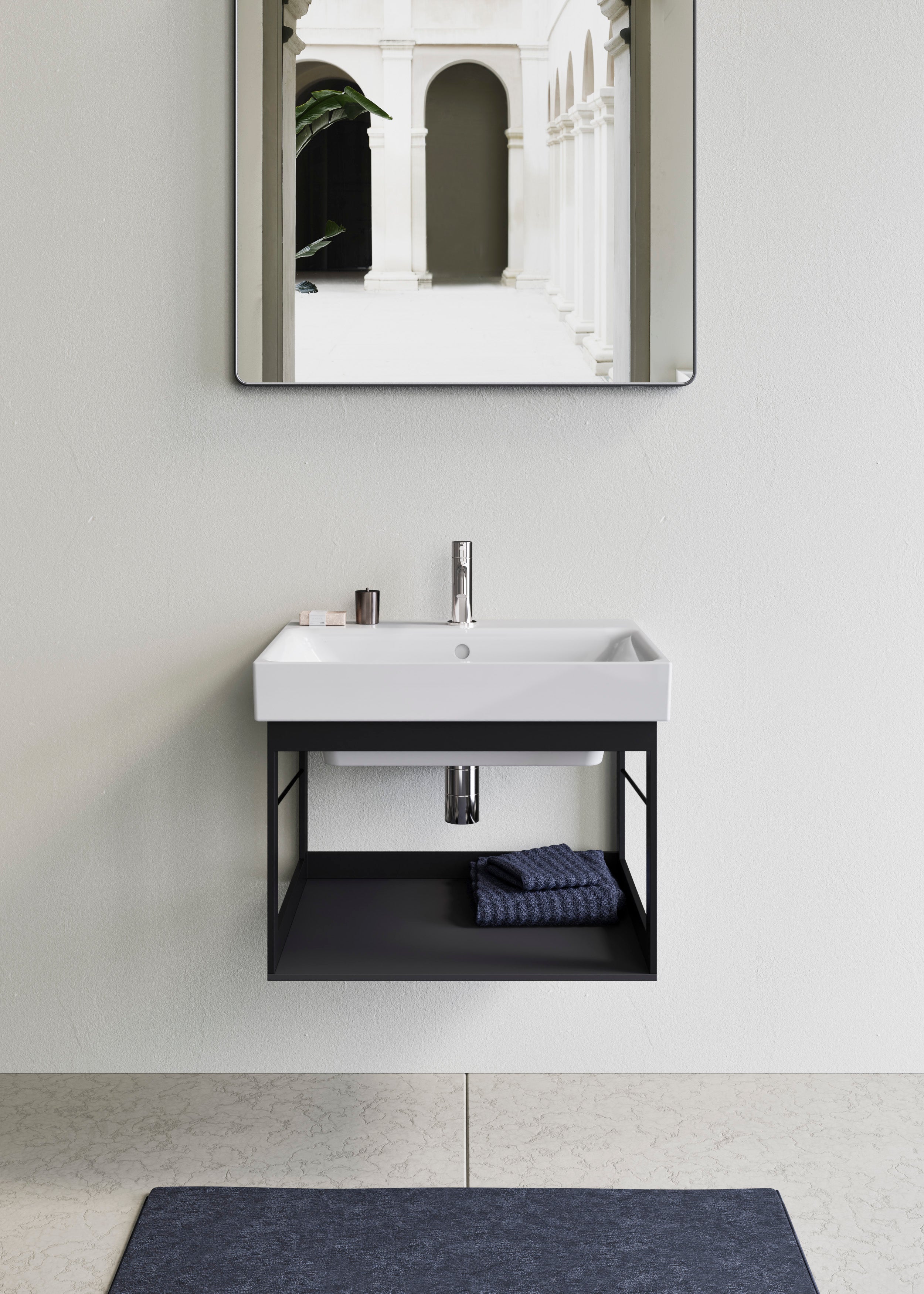 Mobile da bagno sospeso in alluminio– cm56×48