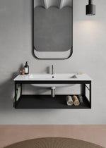 Mobile da bagno sospeso in alluminio con portasciugamani – cm 96 × 48