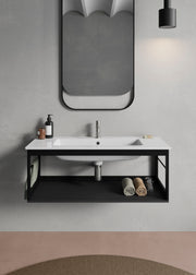 Mobile da bagno sospeso in alluminio con portasciugamani – cm 96 × 48