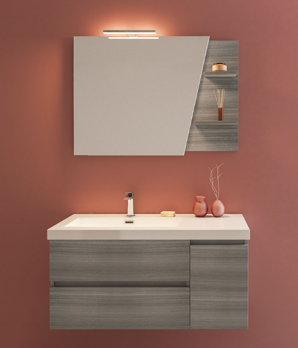Specchiera sagomata con mensole – reversibile – 97 x 70 cm