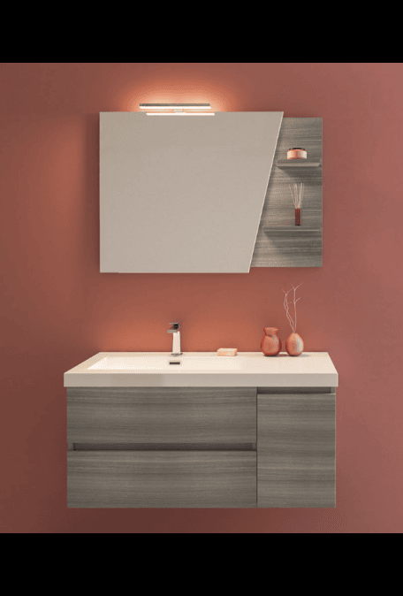 Specchiera sagomata con mensole – reversibile – 97 x 70 cm