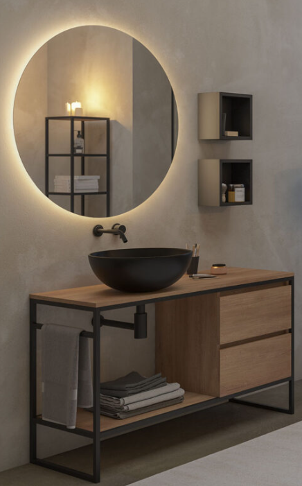 Specchio circolare con illuminazione LED
