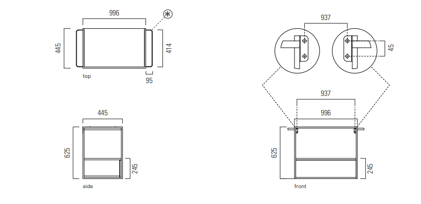 Mobile da bagno con cassetto cm100x44