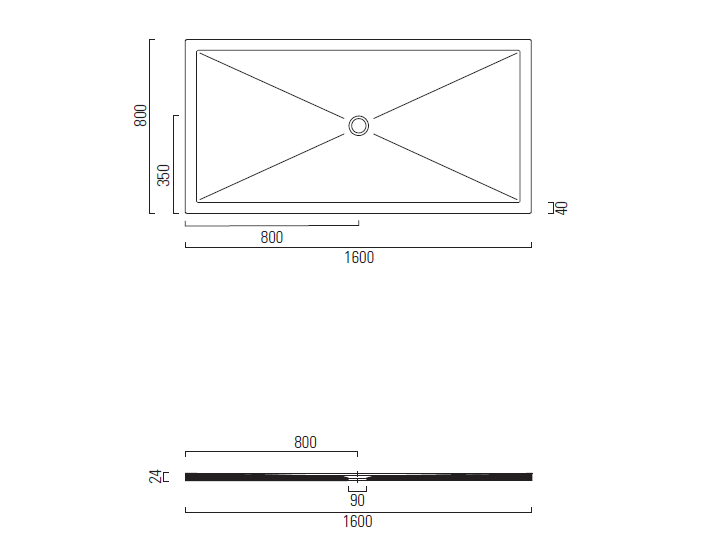 Piatto doccia in ceramica spessore 2 cm – 160x80 cm