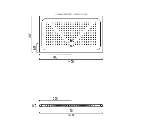 Piatto doccia antiscivolo in ceramica – CM 140X80  Kg: 45,5  H: 4