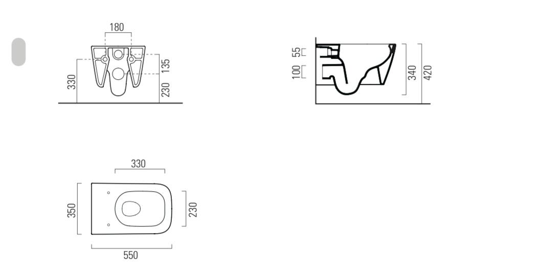 WC installazione a sospensione CM55x35 con sistema di scarico Swirflush - DOMUS