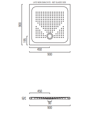 Piatto doccia antiscivolo in ceramica – CM 90X90  Kg: 31,5 H: 4 cm