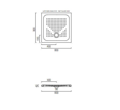 Piatto doccia antiscivolo in ceramica – CM 80x80  Kg: 26 H: 4 cm