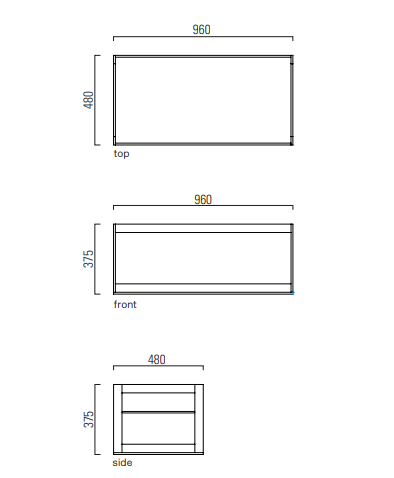 Mobile da bagno sospeso in alluminio con portasciugamani – cm 96 × 48