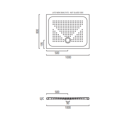 Piatto doccia antiscivolo in ceramica – CM 100X80  Kg: 32,5  H: 4 cm
