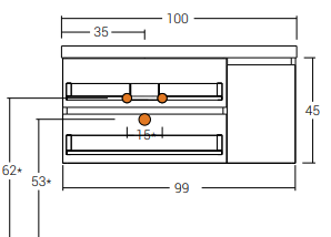 Mobile portalavabo 2 cassetti + 1 anta – cm99x45