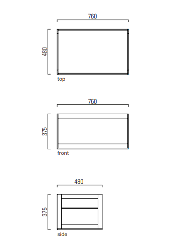 Mobile da bagno sospeso in alluminio– cm 76 × 48