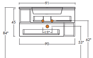 Mobile portalavabo 2 cassetti 2 vani – cm 90x45
