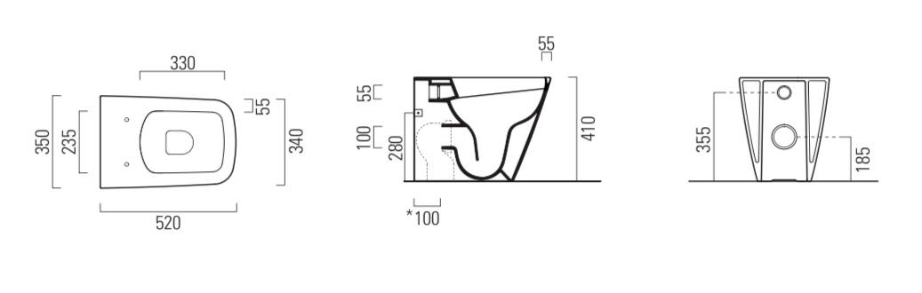 WC CM52x35 con sistema di scarico Swirflush - DOMUS