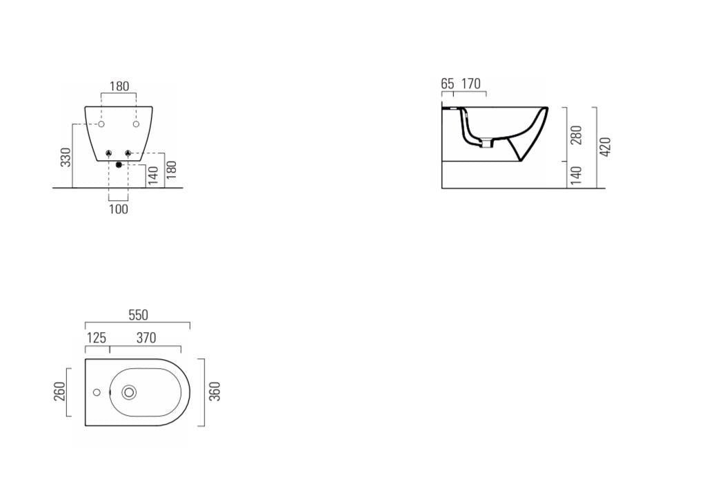 Bidet Eco installazione a sospensione con fissaggio laterale - 55x36 cm