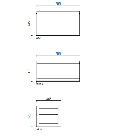 Mobile da bagno sospeso in alluminio  – cm 80× 44