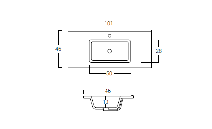 Lavabo in resina – 101 x 46 cm