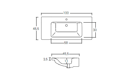 Lavabo in ceramica – 100 x 45 cm